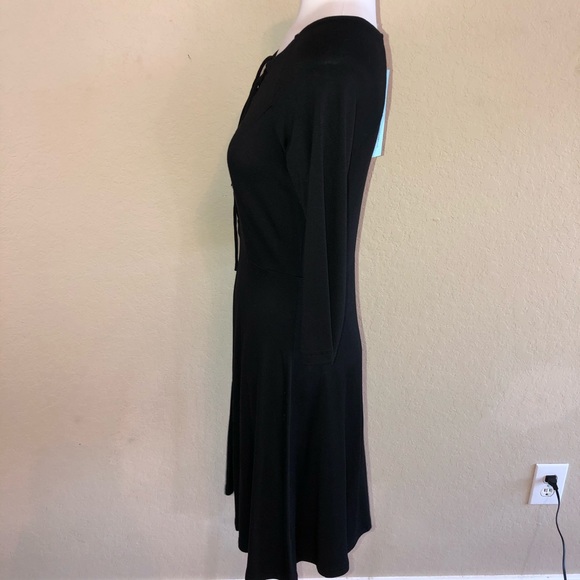 BNWT Black Lace Up Front Fit & Flare Dress - Picture 3 of 5